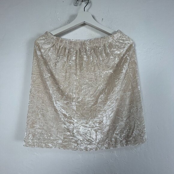 Loes Hinse Womens Crinkle Velvet Top & Skirt Set Size XL/Large Champagne Beige - Picture 3 of 12
